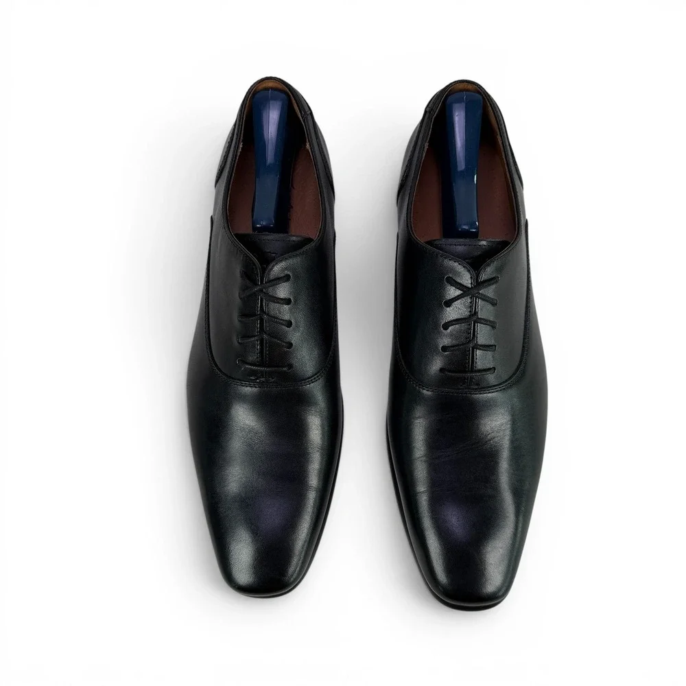 Florsheim Postino Oxford Plain Toe Bal Mens 10 D Black Leather Dress Shoes 15195